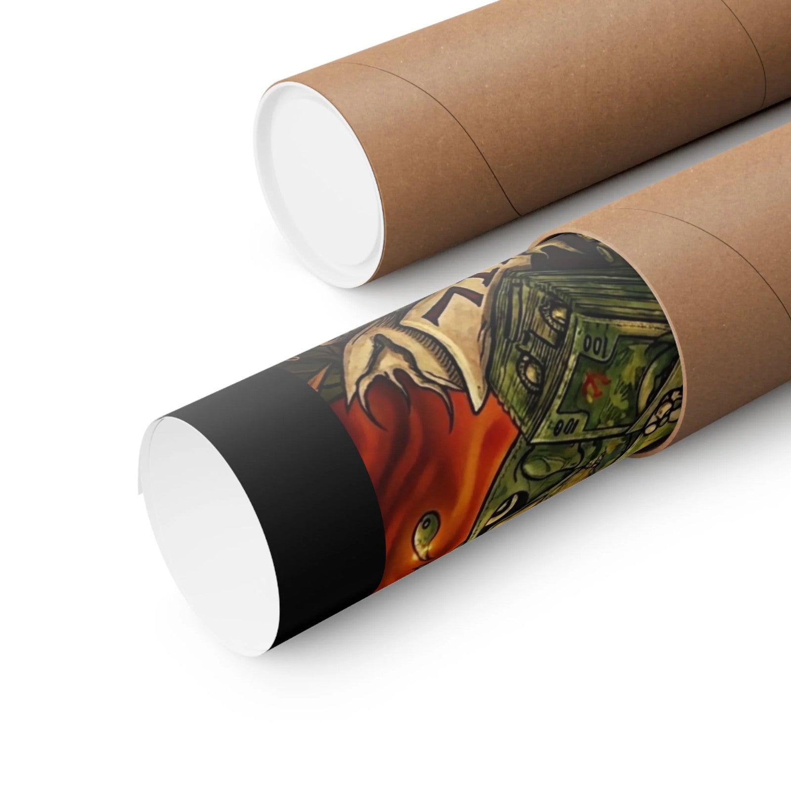 Sin & Soldiers poster | psychedelic horror artwork, flames & skulls vertical