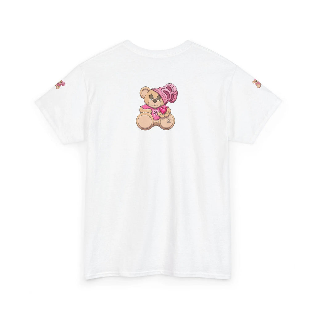 Pink Bear with Brain Beanie T-Shirt | Cute Teddy Illustration by GT Artland