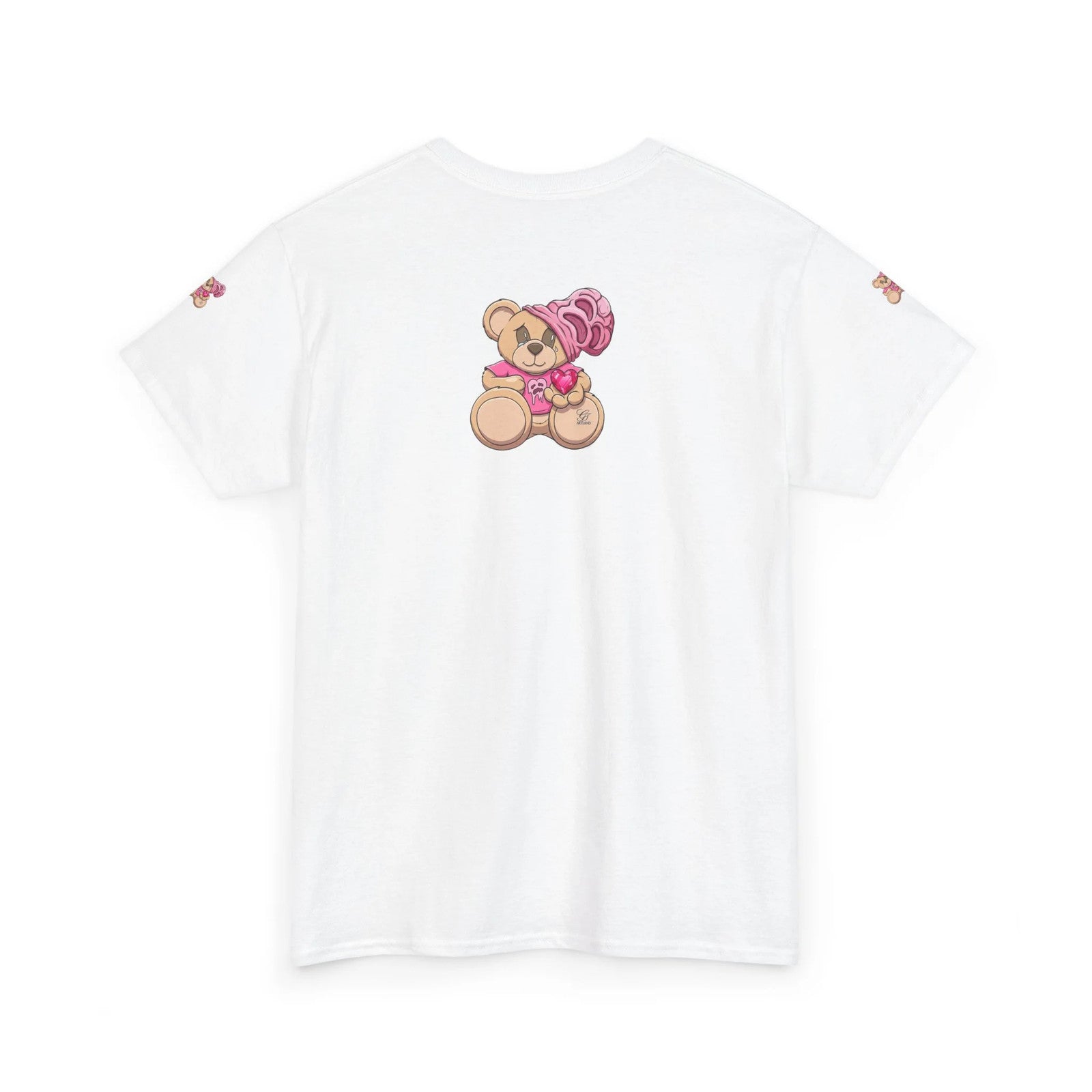 Pink Bear with Brain Beanie T-Shirt | Cute Teddy Illustration by GT Artland