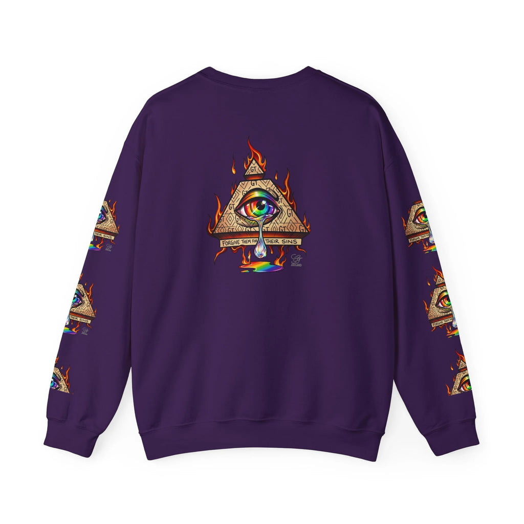 Psychedelic All-Seeing Eye Sweatshirt | Triangle Eye Flame Rainbow Drip by GT