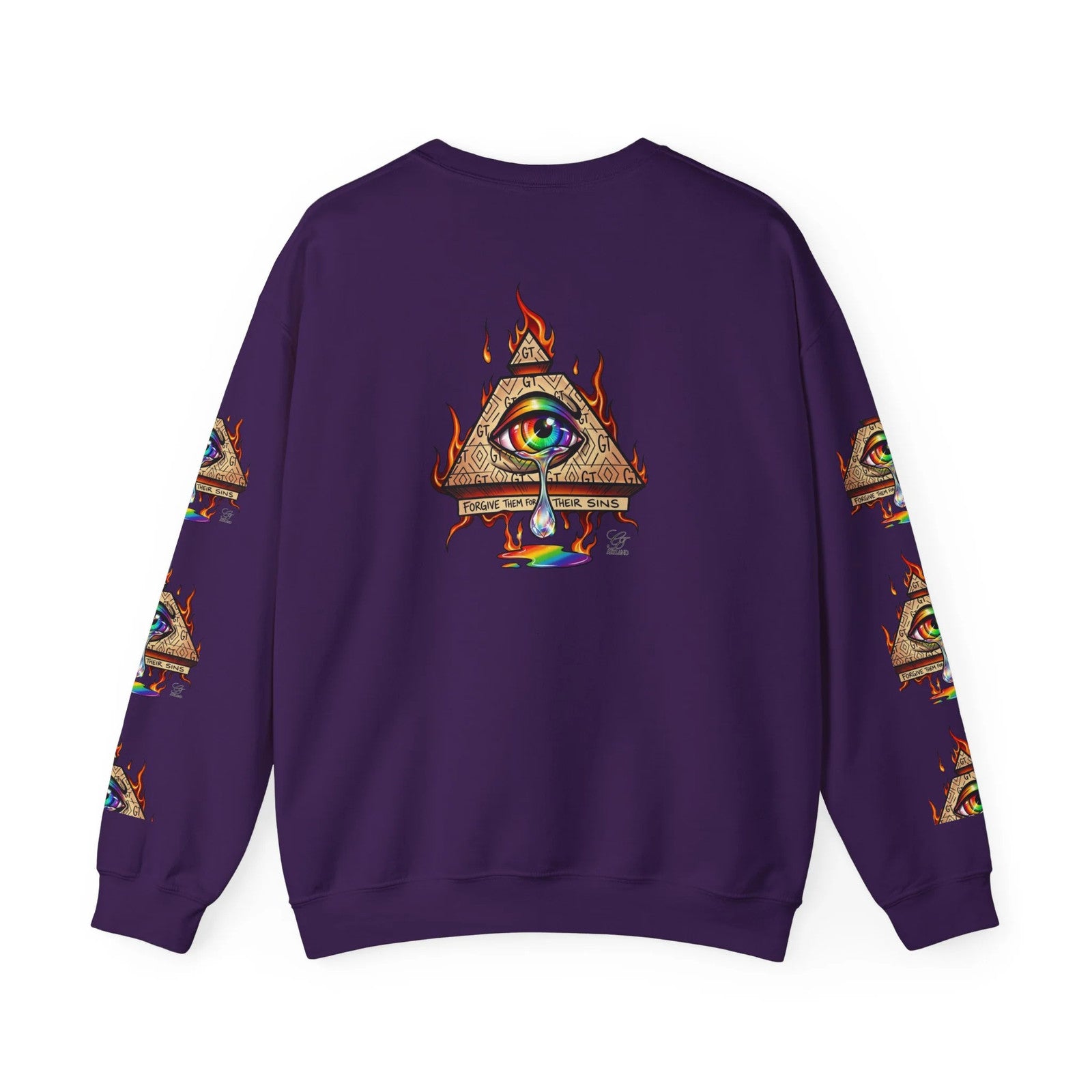 Psychedelic All-Seeing Eye Sweatshirt | Triangle Eye Flame Rainbow Drip by GT