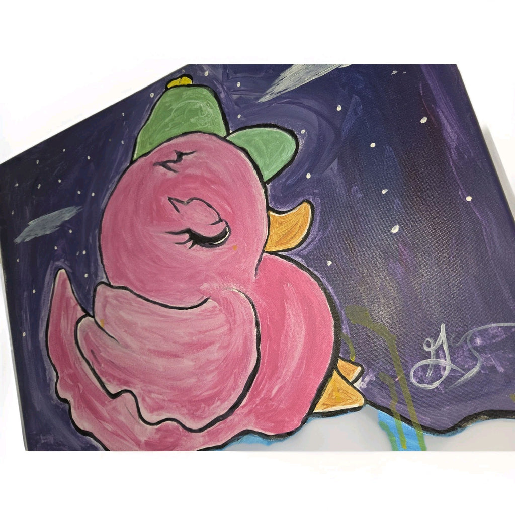 Peaceful BABY PINK DUCK Painting 20 X 16 In Collectors Canvas 1 Of 1