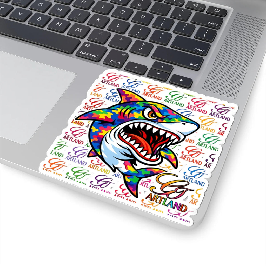 Colorful Designer High Fashion Shark GT Bite Sticker | Kiss-Cut Sticker,