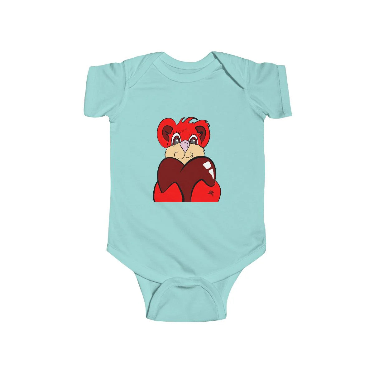 Cute Red Teddy BEAR Holding Heart Infant Fine Jersey Bodysuit by GT Artland