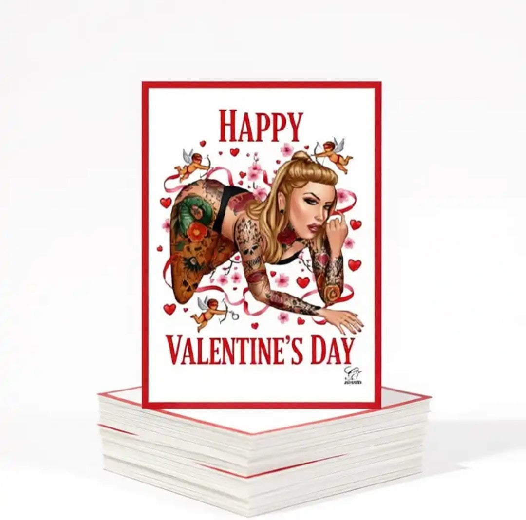 Hot Sexy Blonde ITALIAN Chick With Tats Humor Valentine's Day Set GT Artland