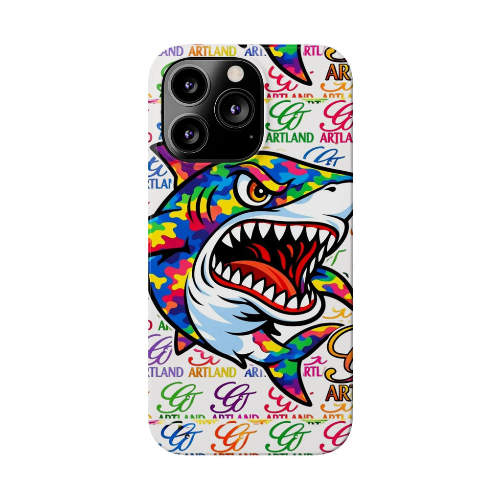 Colorful Camo Designer Shark GT Slim Phone Case | Vibrant Graphic, Artland Logo