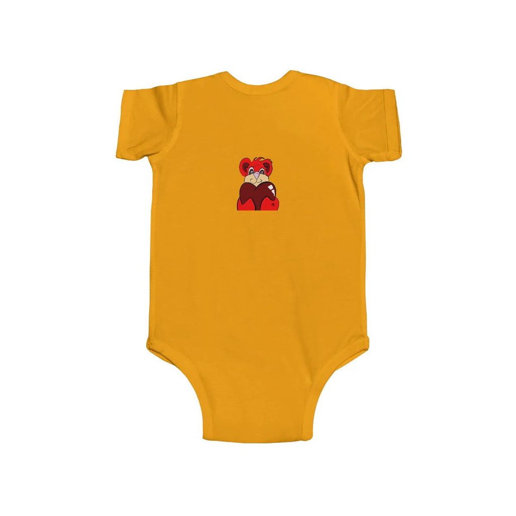 Cute Red Teddy BEAR Holding Heart Infant Fine Jersey Bodysuit by GT Artland