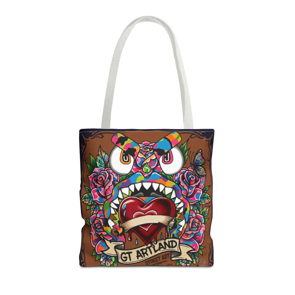 Colorful Gape Tattoo Monster Heart Tote Bag Designer Ebony Edition | All-Over