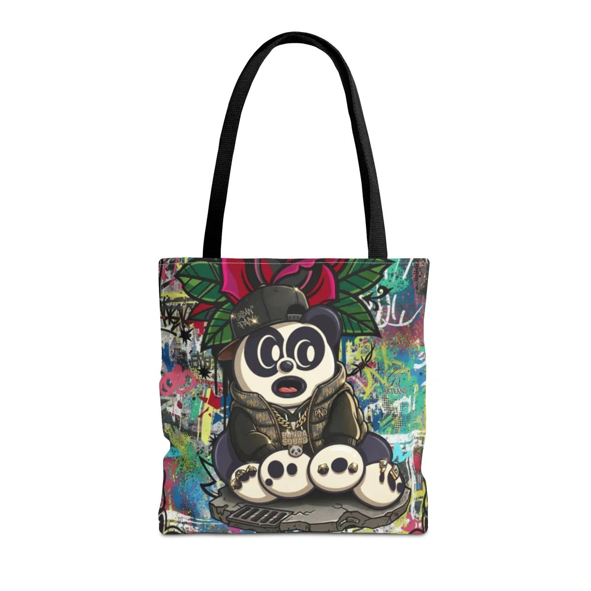 Hip Hop Panda Urban Designer Tattoo Rose Splash Tote Bag Designer | All-Over