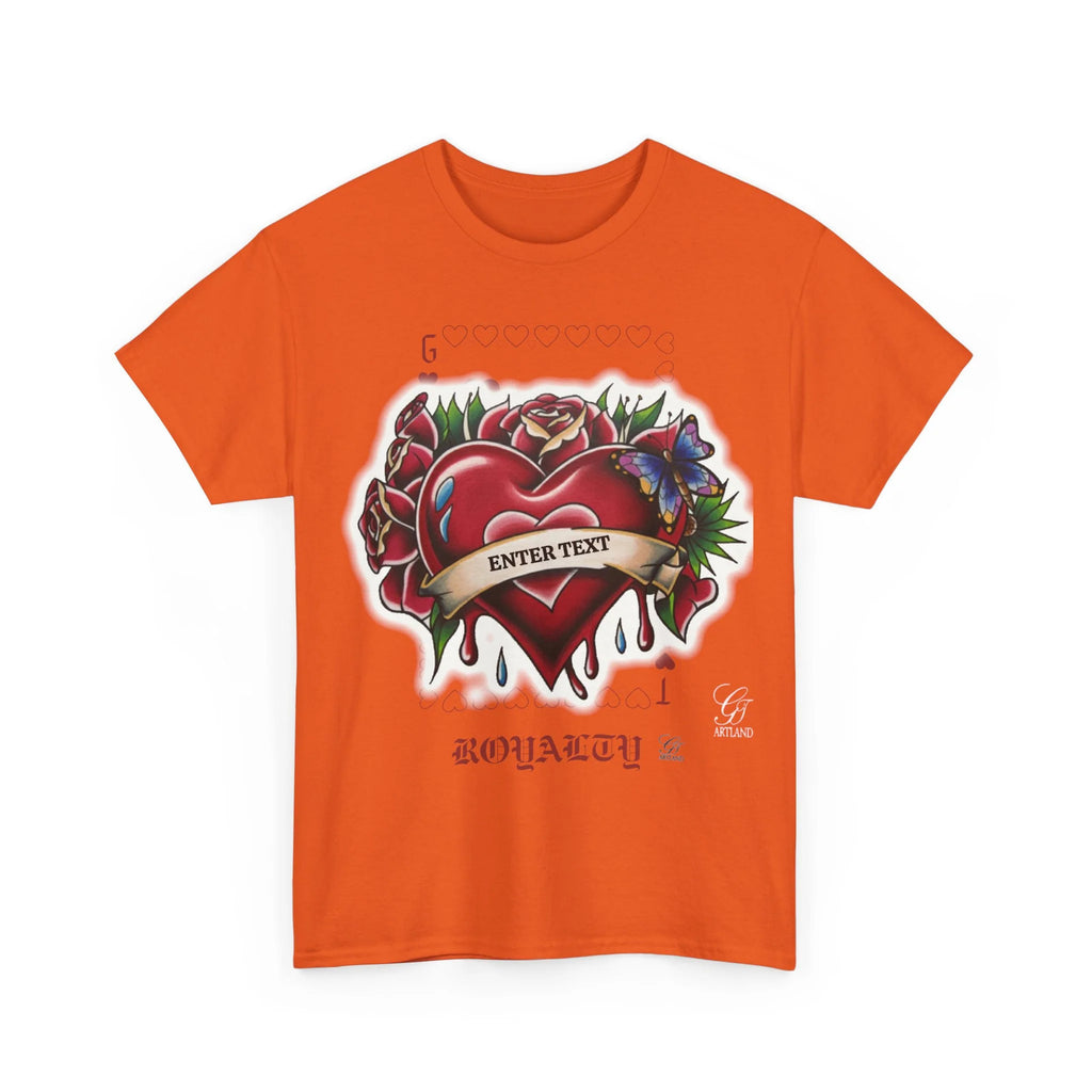 Hearts And Roses G Card Royalty Custom Text Unisex Heavy Cotton Tee by GT