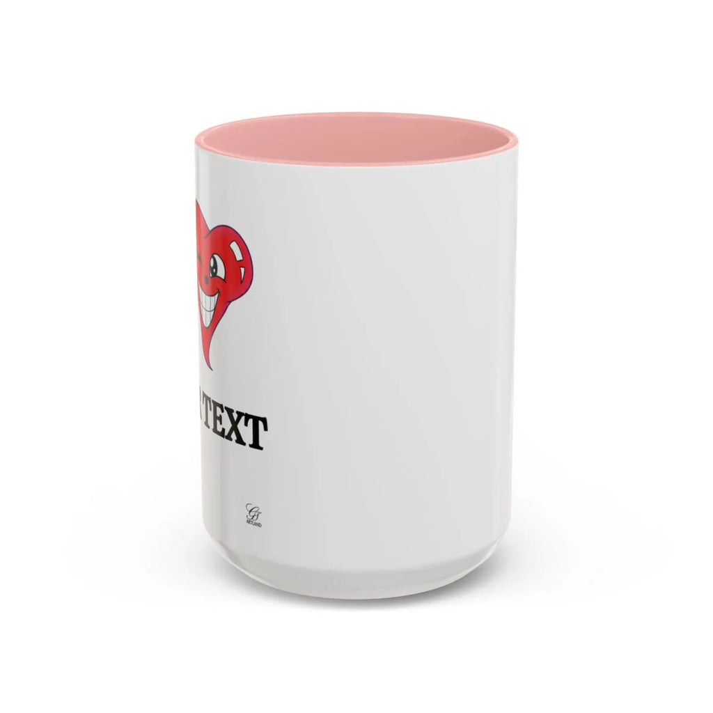 I ️ "Add Any Text" Happy Heart Classic Accent Coffee Mug (11, 15oz) by GT