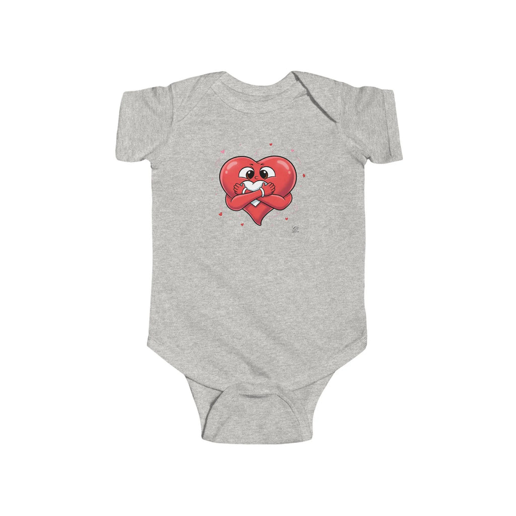 Cute Heart Holding Heart Infant Fine Jersey Bodysuit by GT Artland