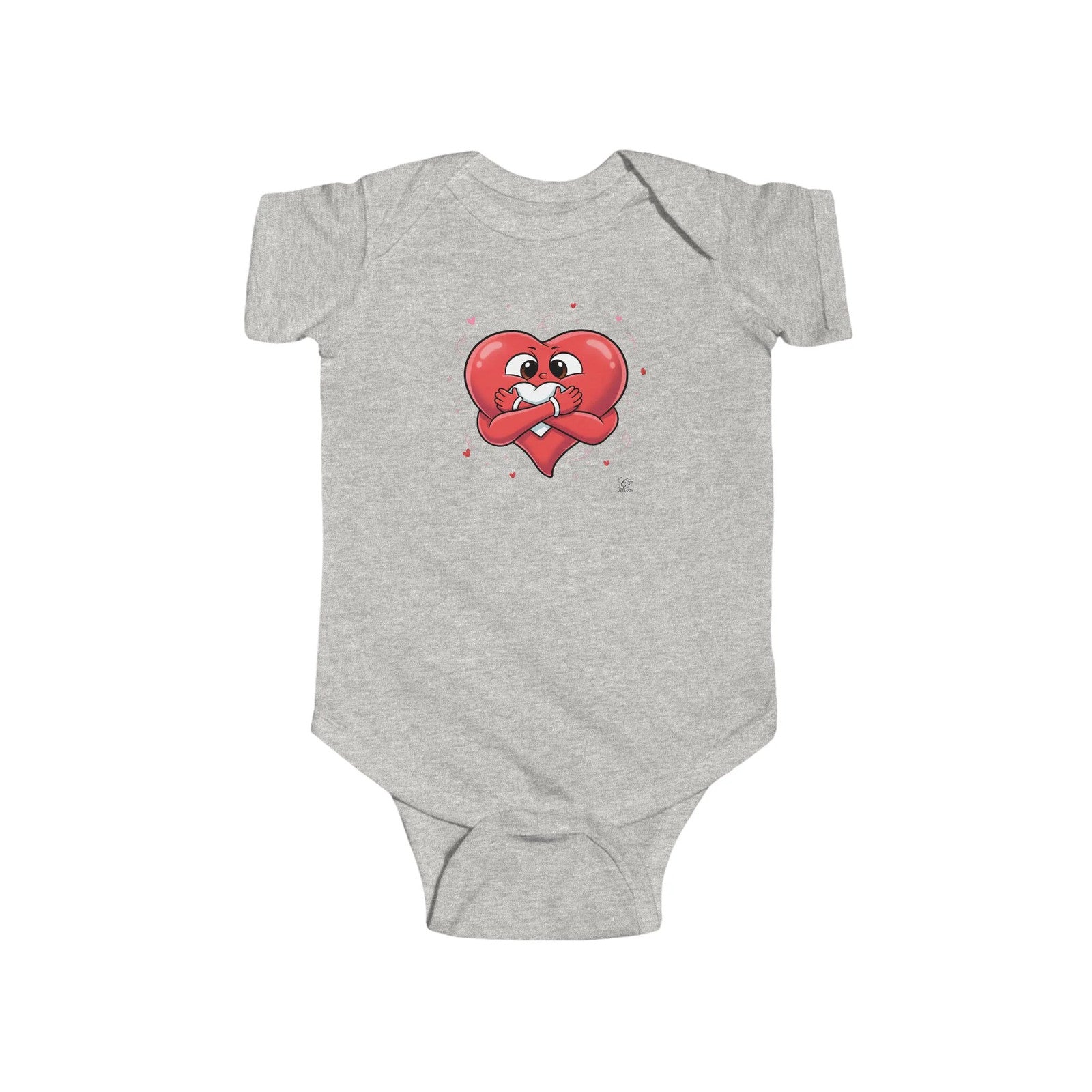 Cute Heart Holding Heart Infant Fine Jersey Bodysuit by GT Artland