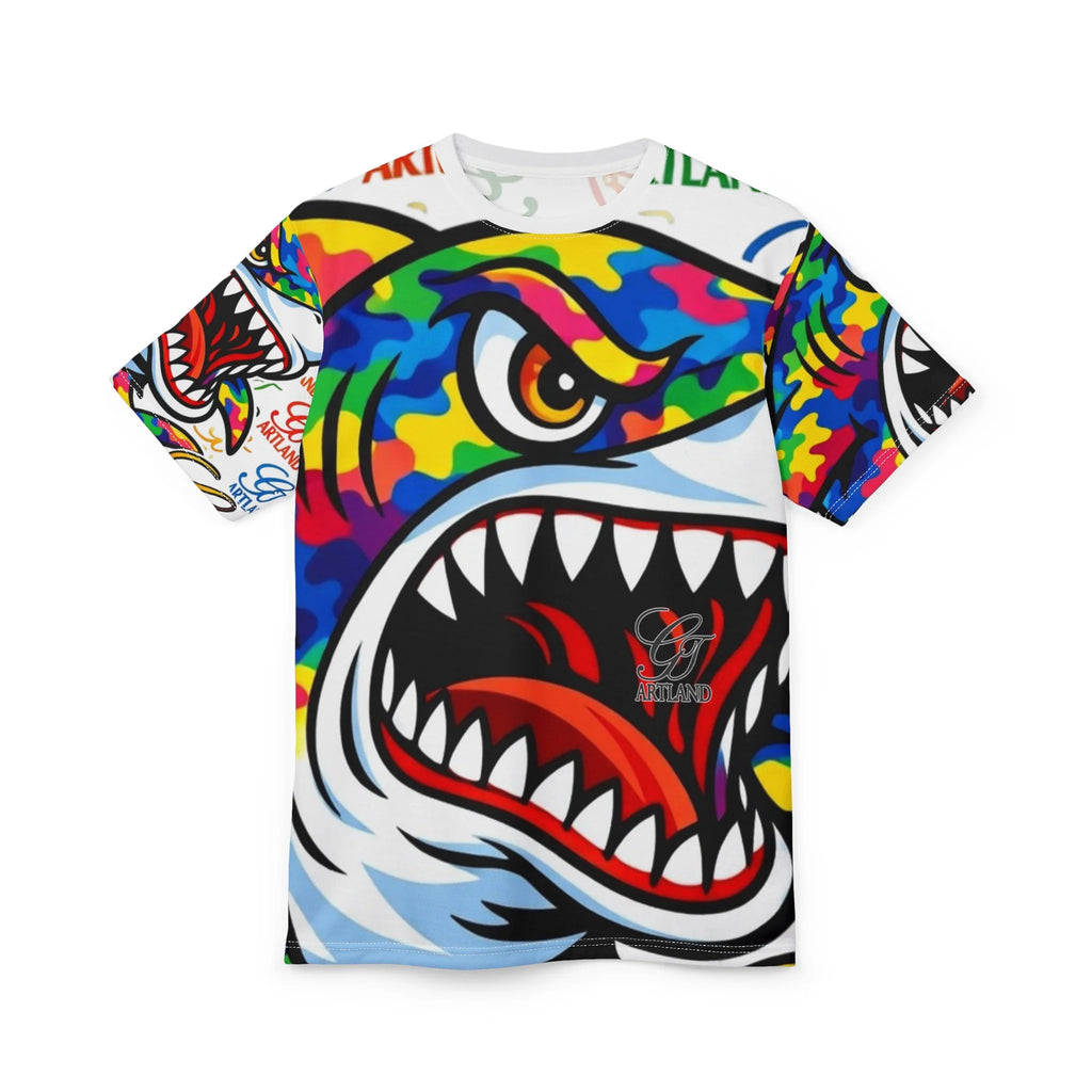 Colorful Designer High Fashion Shark GT Face Tee Cut & Sew Shirt by GT Artland