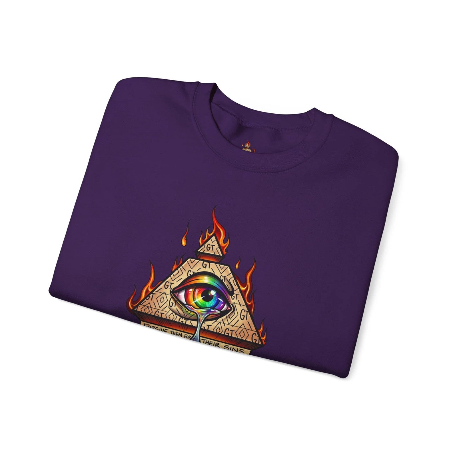 Psychedelic All-Seeing Eye Sweatshirt | Triangle Eye Flame Rainbow Drip by GT