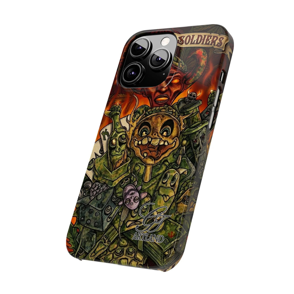Devils Army Illustration Slim Phone Case | Horror Soldier Art by GT Artland