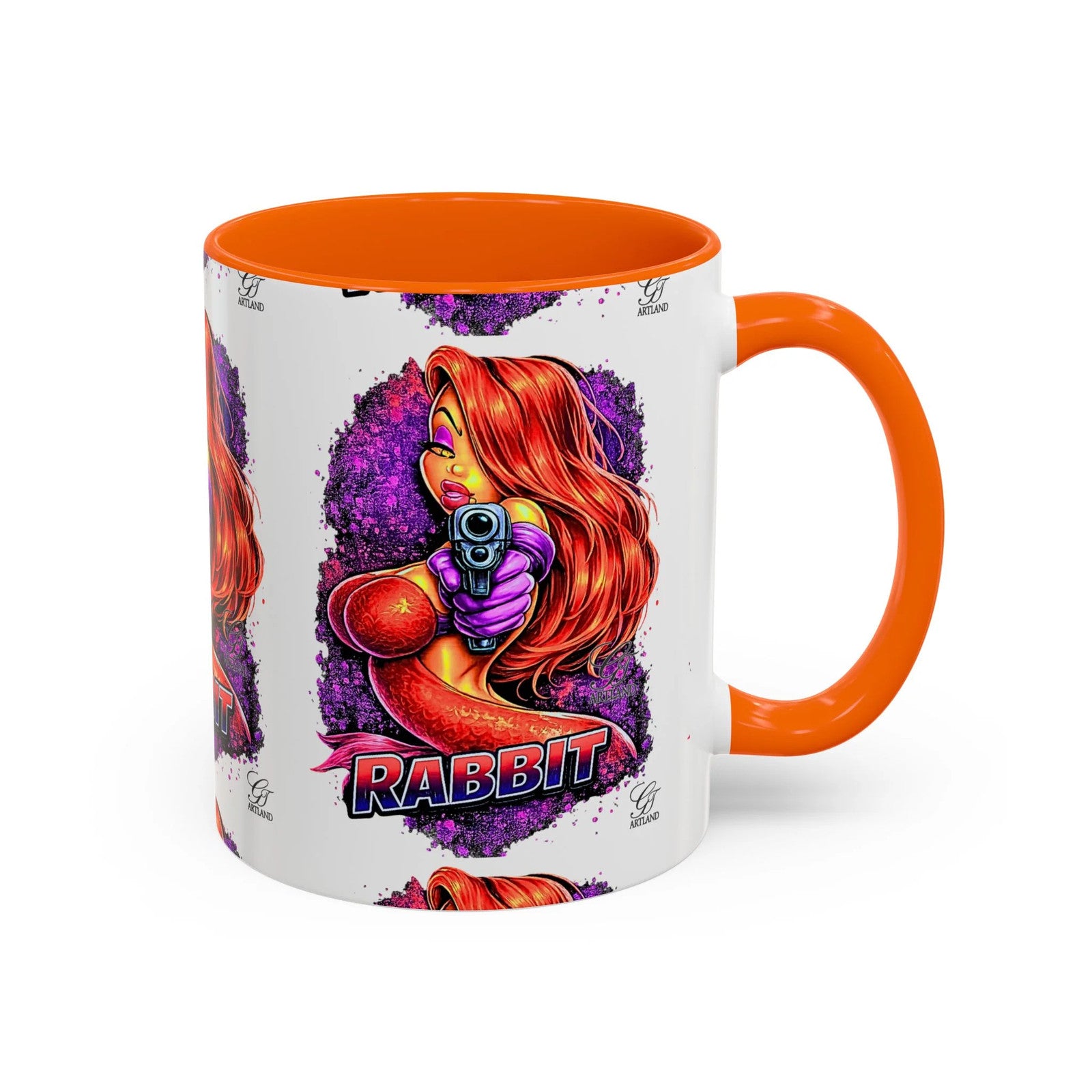 Pinup Redhead Vixen with Gun Rabbit Mug | Accent Coffee Mug 11oz 15oz by GT