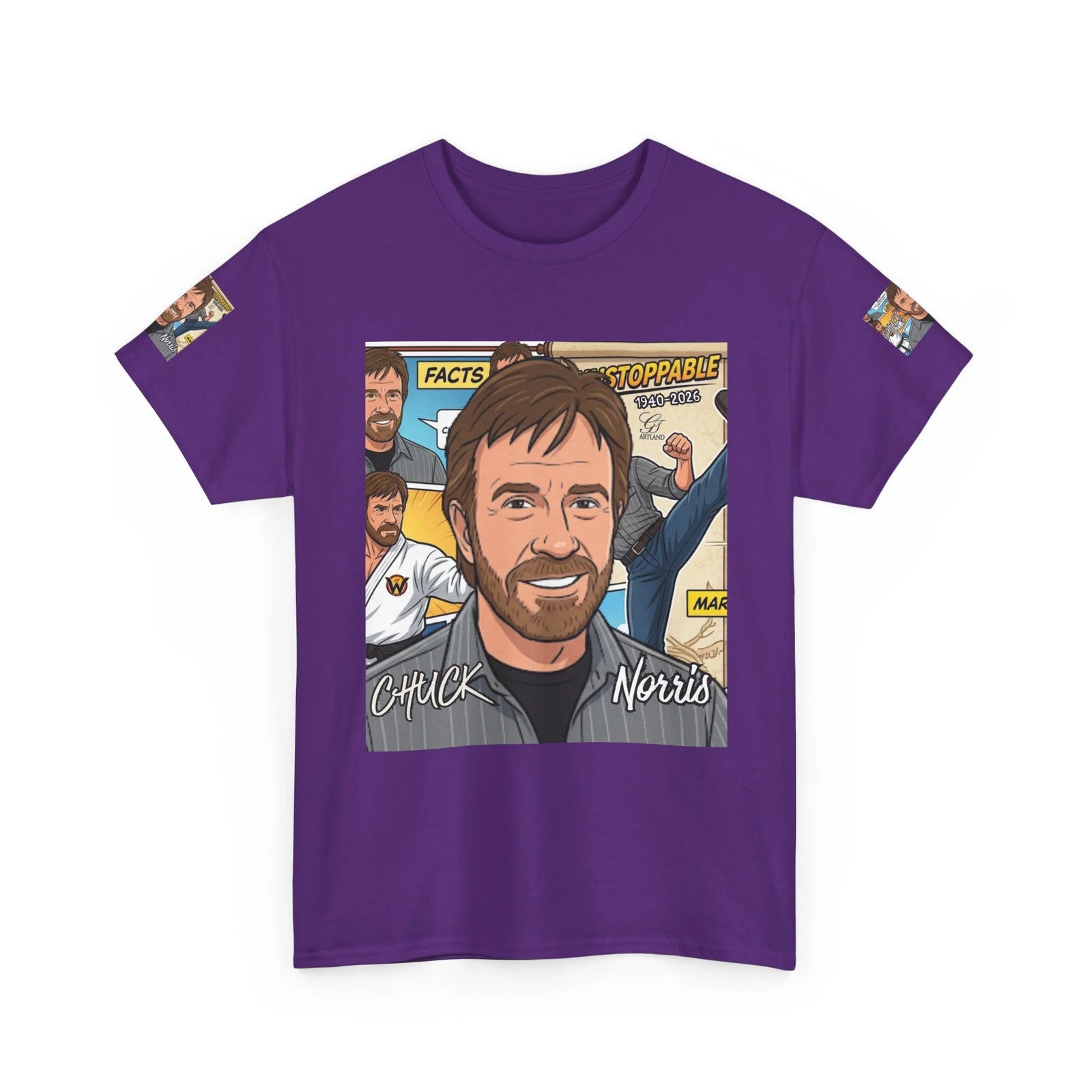 Chuck Norris Legacy Retro Martial Artist Portrait T-Shirt | Comic Style