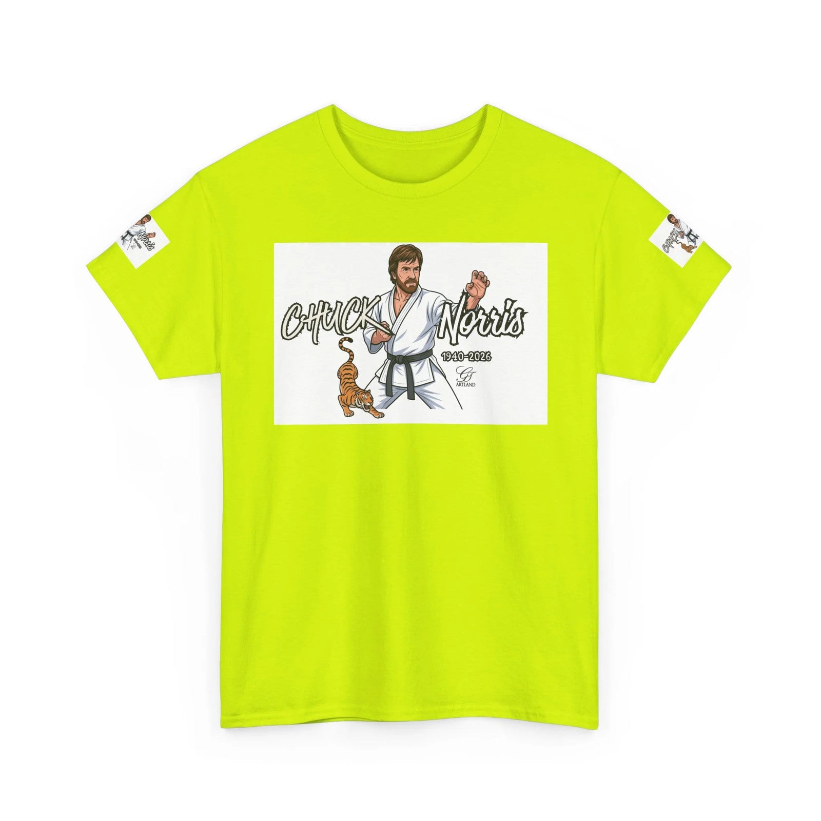 Chuck Norris Legend Martial Artist Cartoon with Tiger Tee | Retro Karate