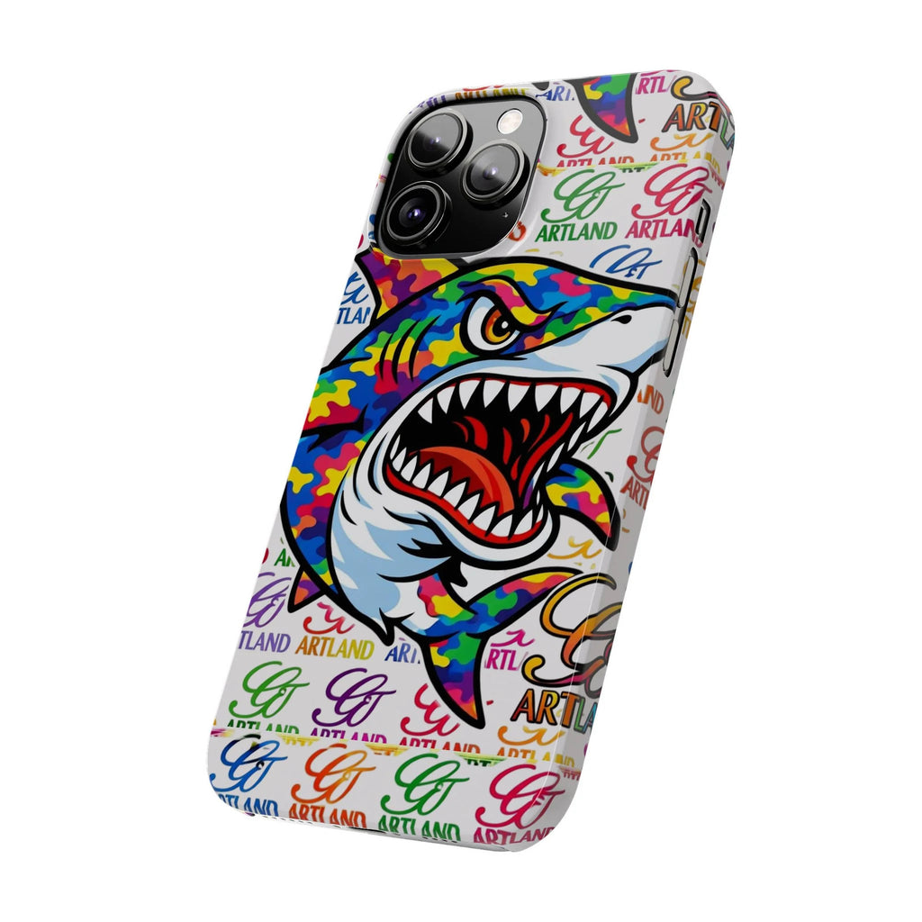 Colorful Camo Designer Shark GT Slim Phone Case | Vibrant Graphic, Artland Logo