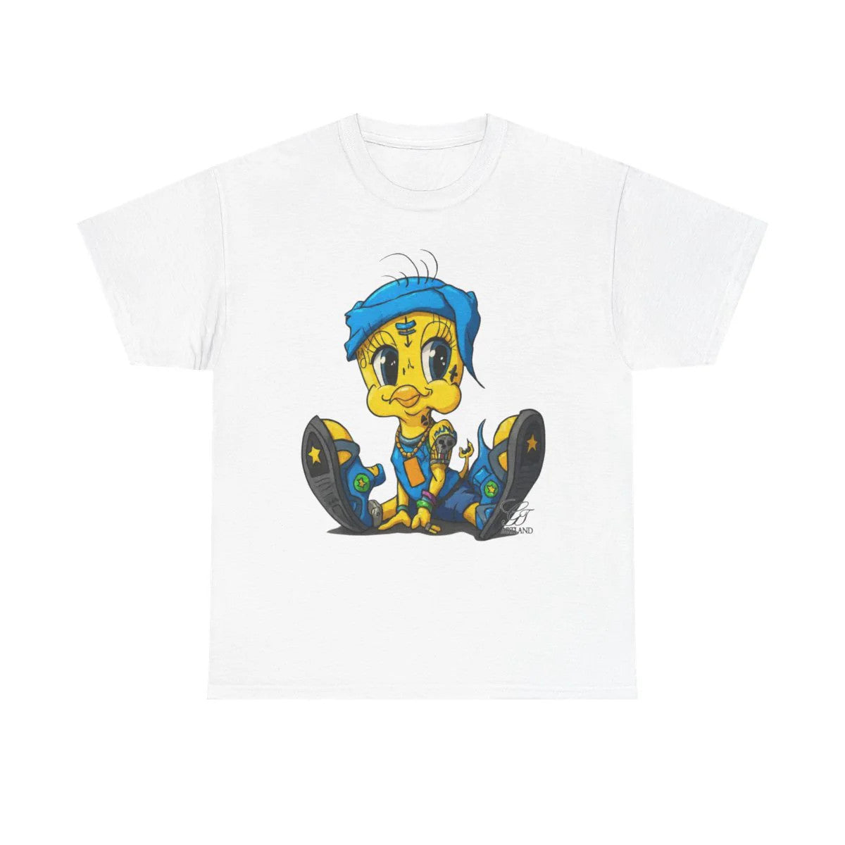 Blue Bandana Ghetto Tweet Bird Designer Unisex style Heavy Cotton Tee BY GT