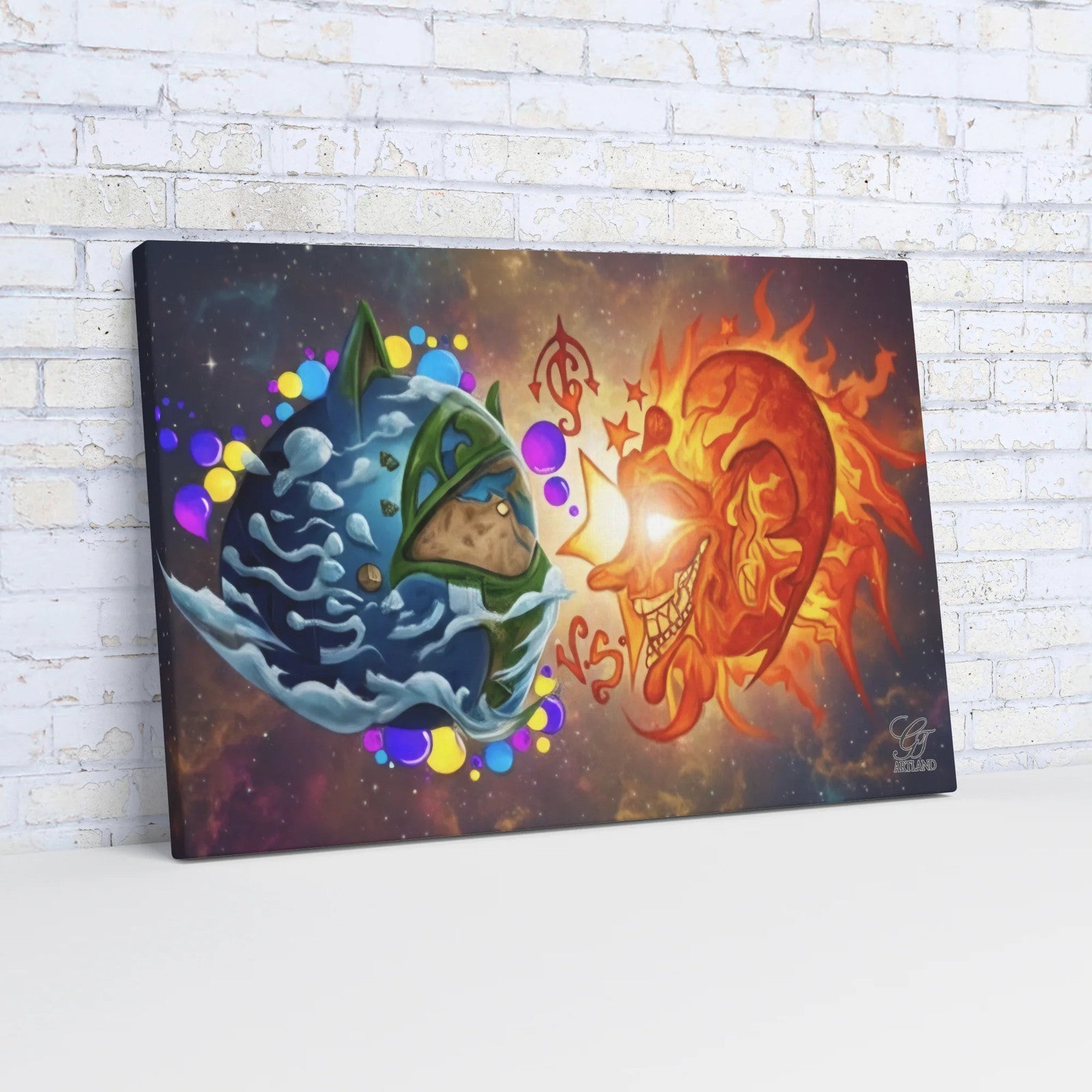 Earth Vs Sun 20" x 30" Wall Canvas by GT Artland