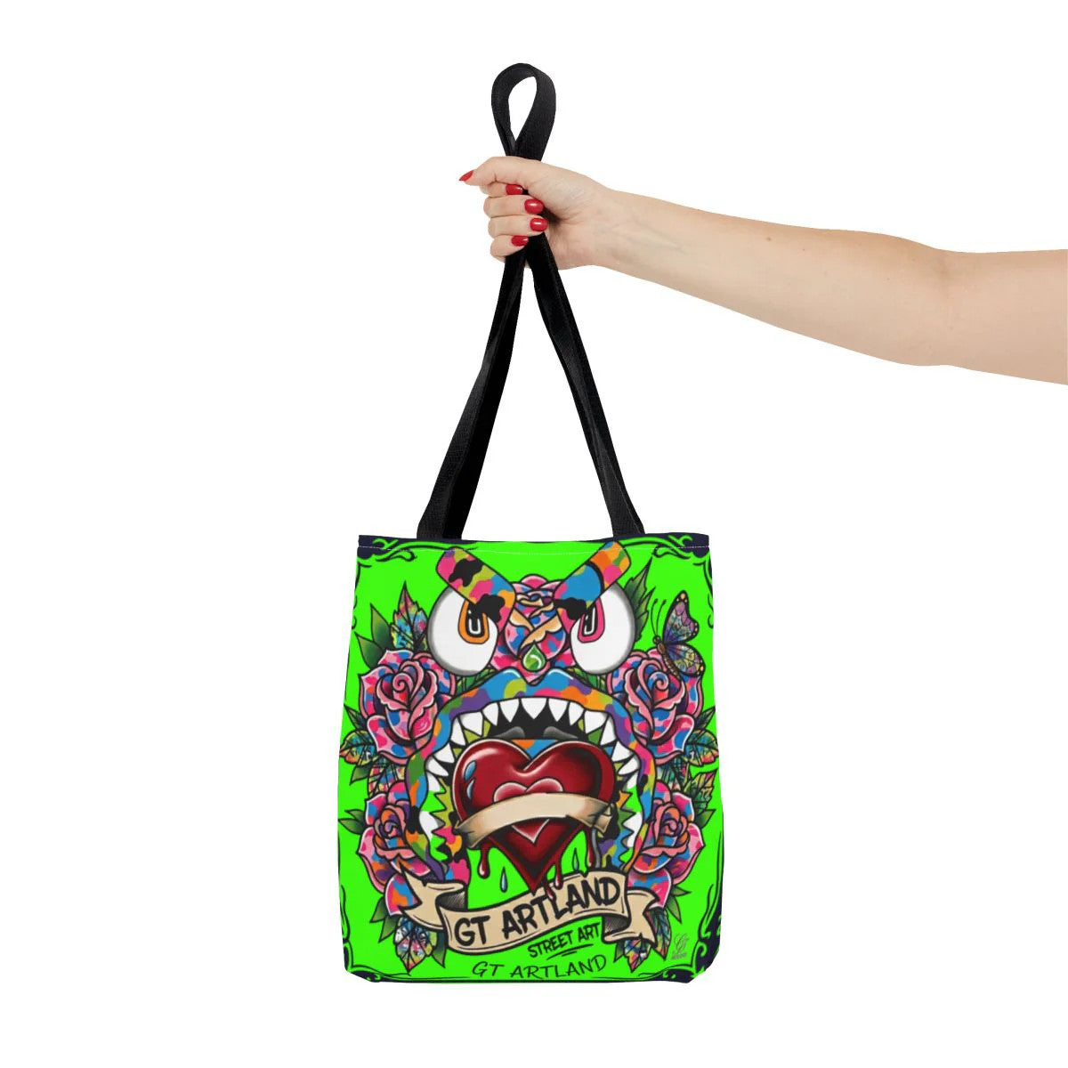 Colorful Gape Tattoo Monster Heart Tote Bag Slime Green Designer Edition |