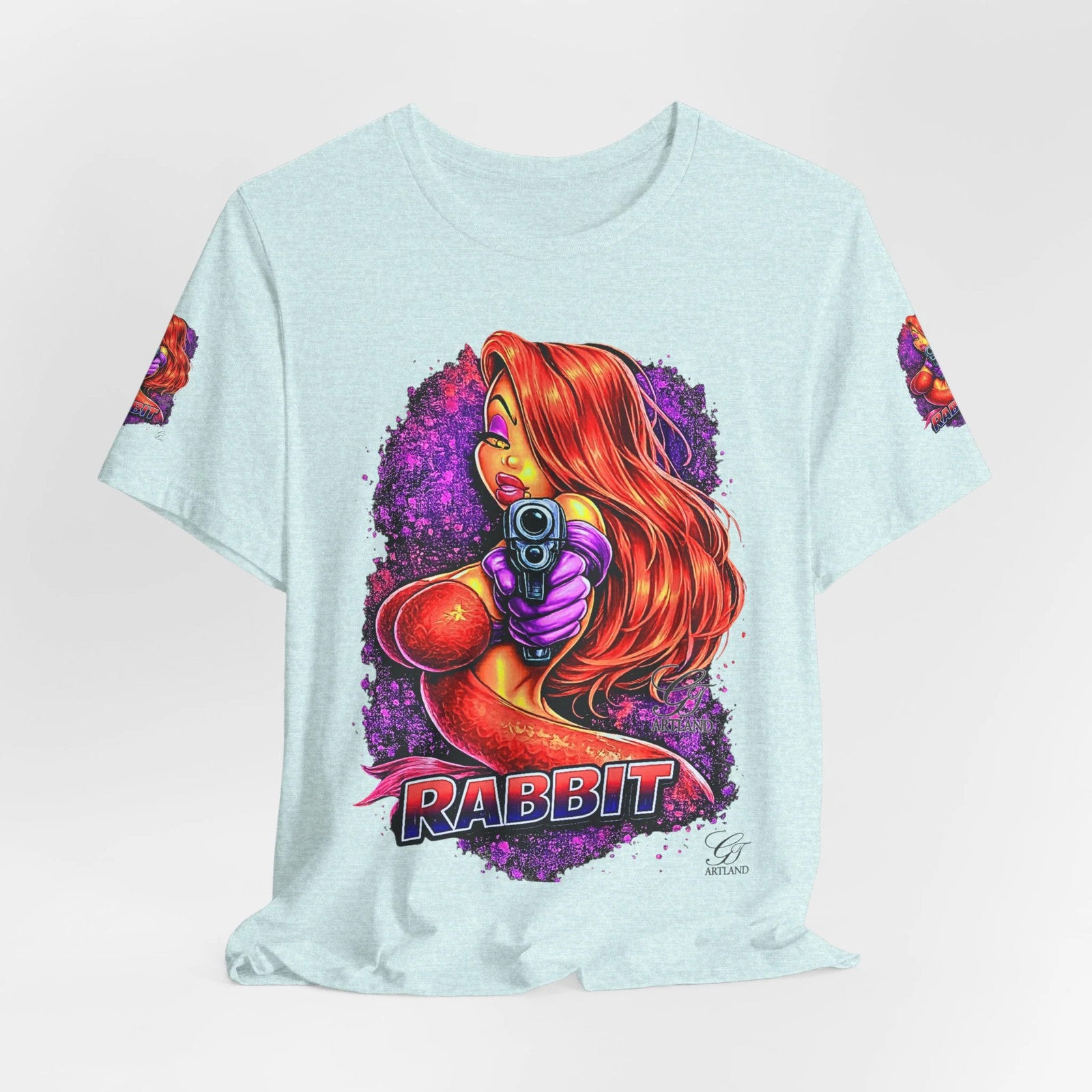 Rabbit Pinup Girl T-Shirt | Retro Comic Femme Fatale Graphic Tee by GT Artland