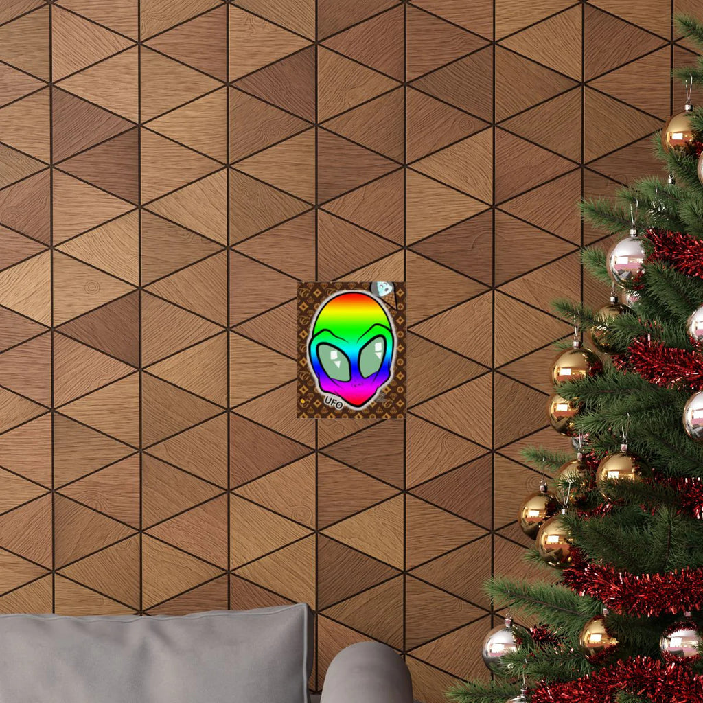 Rainbow Alien UFO Designer High Fashion Graffiti Designer Matte Vertical