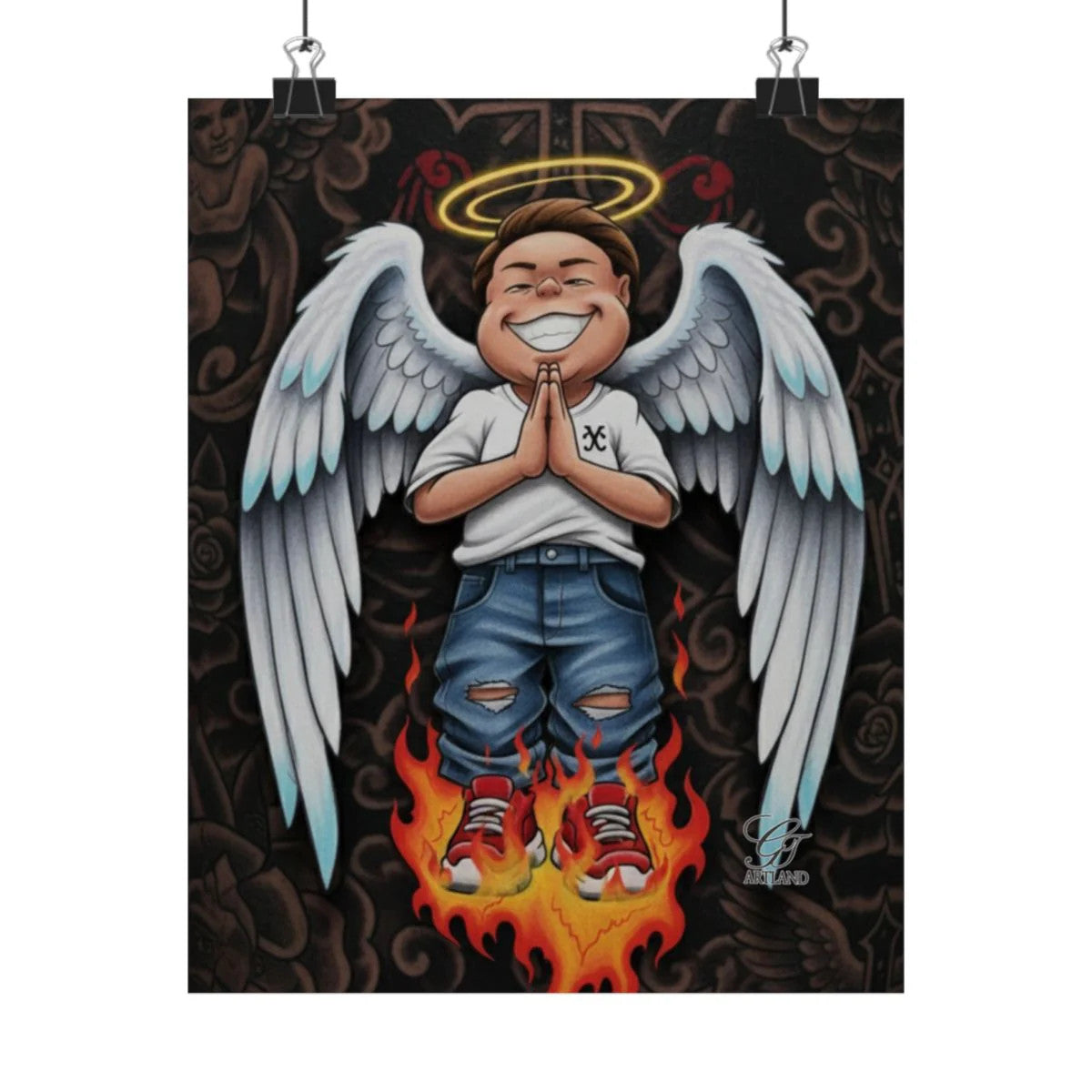Vanilla Praying Hands Angel Kid Urban Designer High Fashion Graffiti Designer