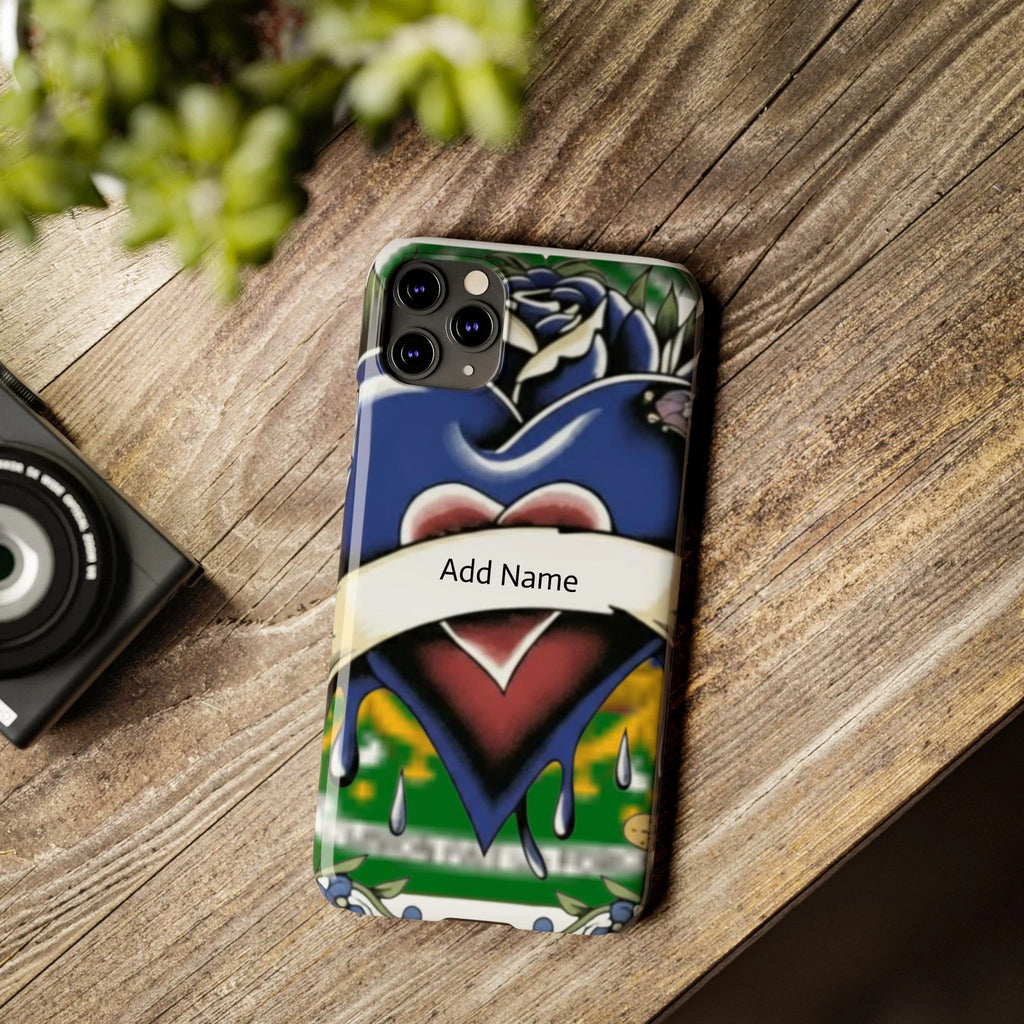 Blue Rose Garden Urban Styled Illustration Slim Phone Case | by GT Artland
