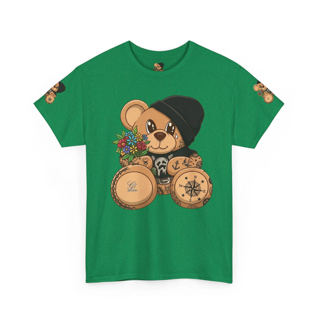 Teddy Bear with Beanie and Compass Tee | Floral Bouquet Graphic by GT Artland