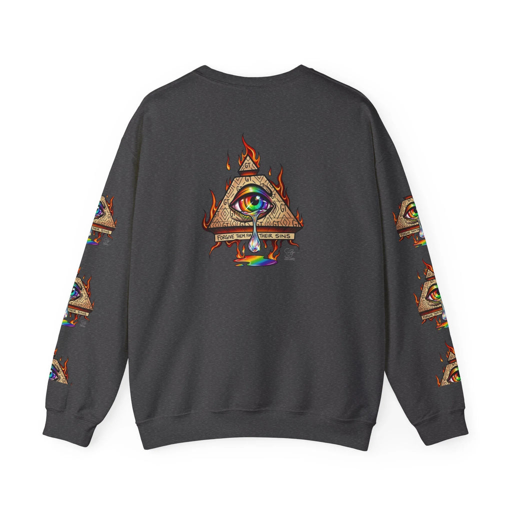 Psychedelic All-Seeing Eye Sweatshirt | Triangle Eye Flame Rainbow Drip by GT