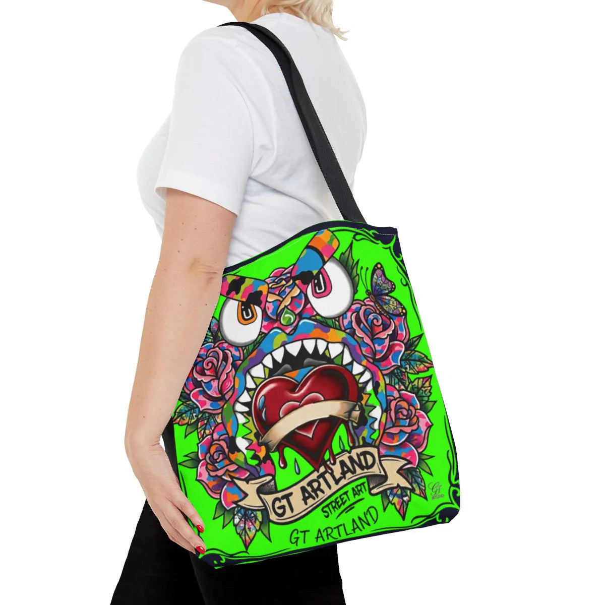 Colorful Gape Tattoo Monster Heart Tote Bag Slime Green Designer Edition |