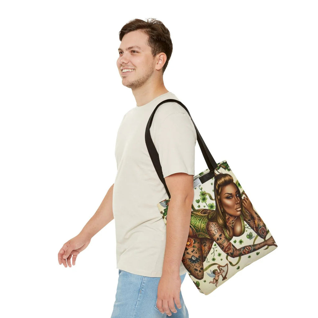 Ebony St Patrick Theme Tattoo Hot Sexy Vixen Designer Tote Bag by GT Artland