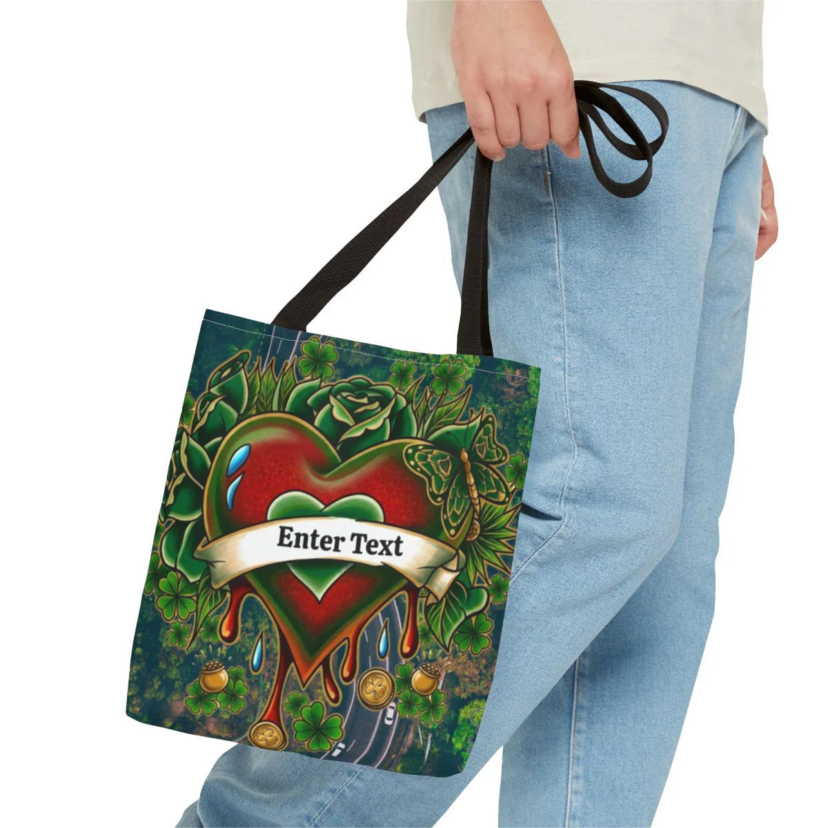 "Lucky Art" Tattoo Heart Urban Shamrock "Custom Text" Nature Splash St. Patrick