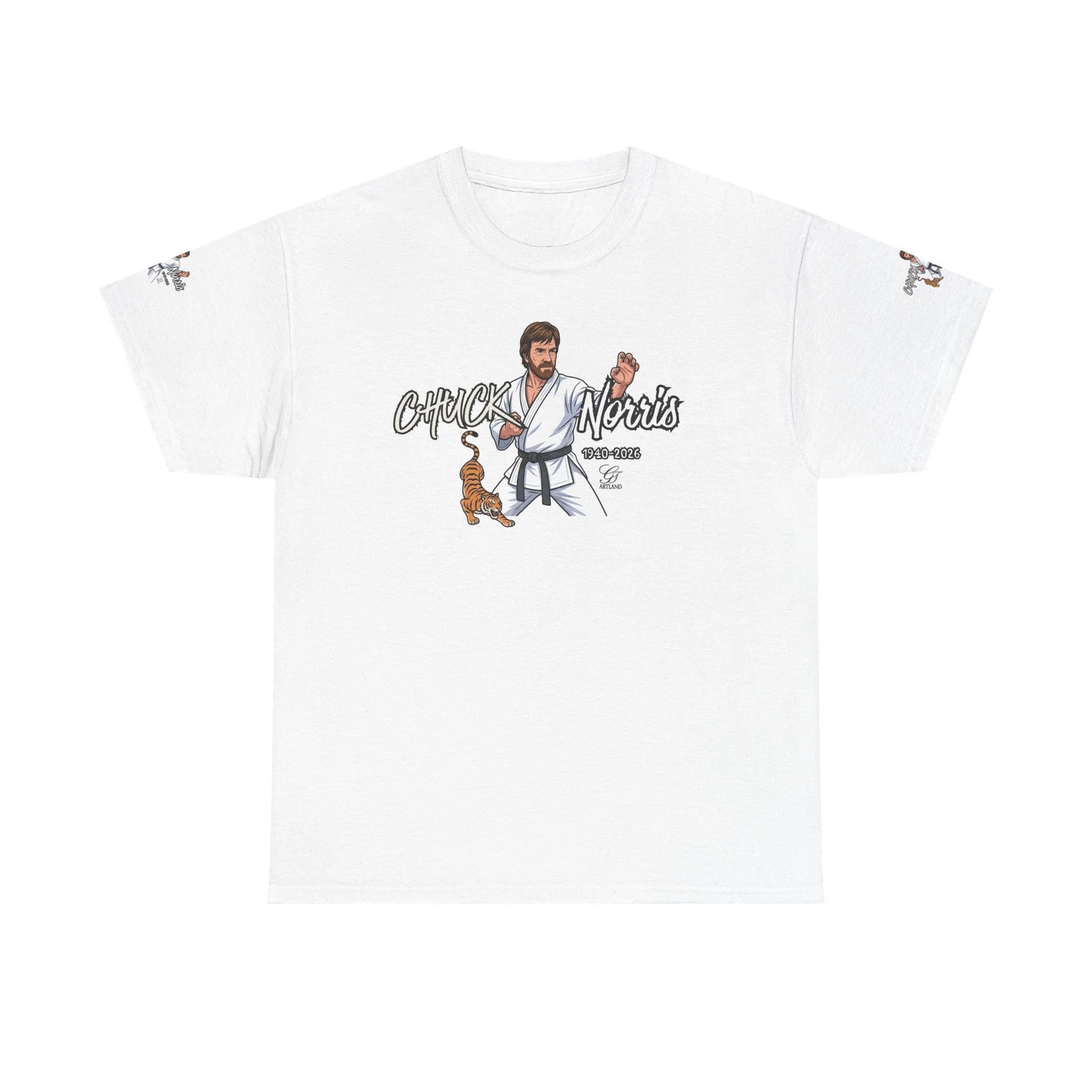 Chuck Norris Legend Martial Artist Cartoon with Tiger Tee | Retro Karate