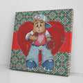 Swag Tailored Bear with Dozen of Roses Red Label Designer Edition Square Canvas