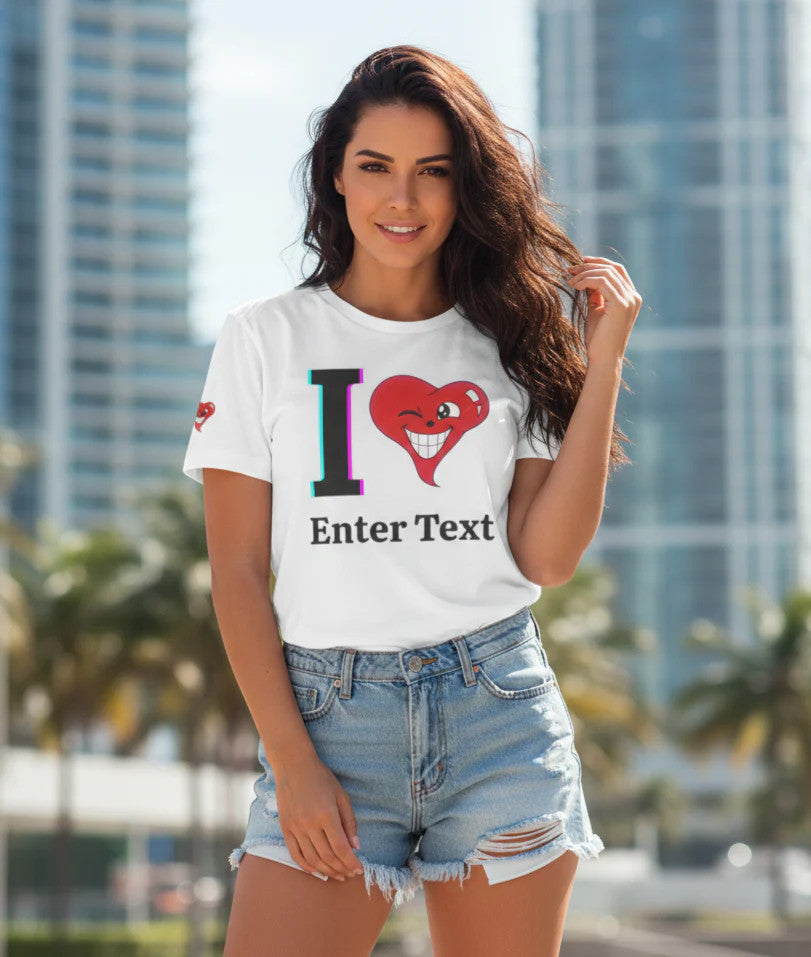 I ️ "Any Text" T shirt customizable lettering personalized by GT artland