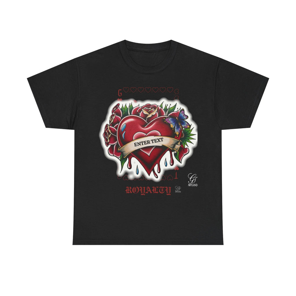 Hearts And Roses G Card Royalty Custom Text Unisex Heavy Cotton Tee by GT
