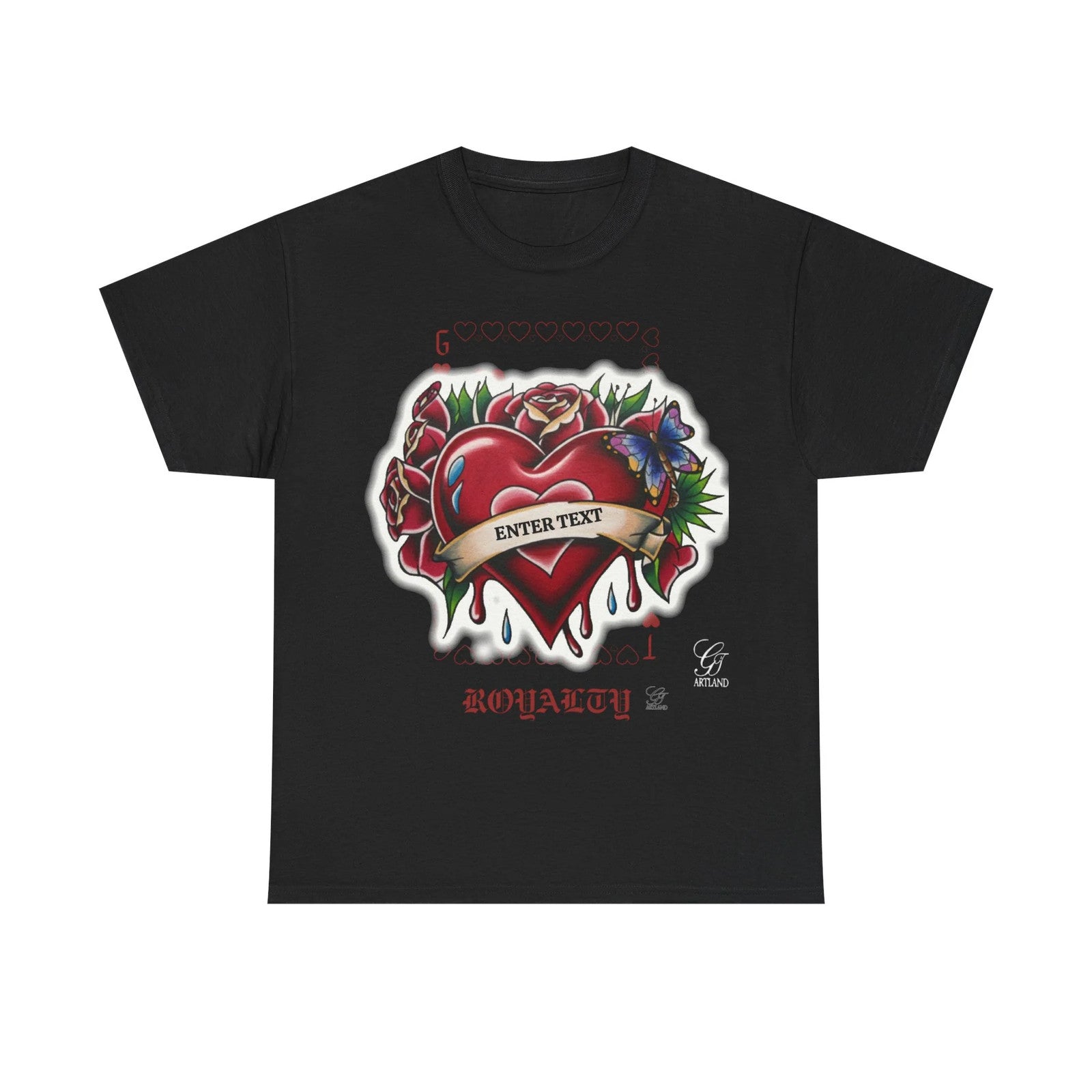 Hearts And Roses G Card Royalty Custom Text Unisex Heavy Cotton Tee by GT