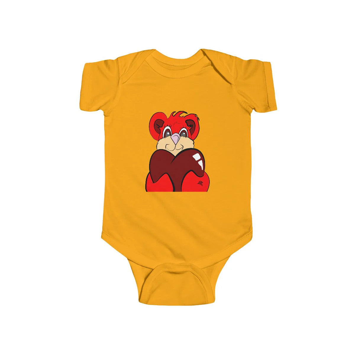 Cute Red Teddy BEAR Holding Heart Infant Fine Jersey Bodysuit by GT Artland