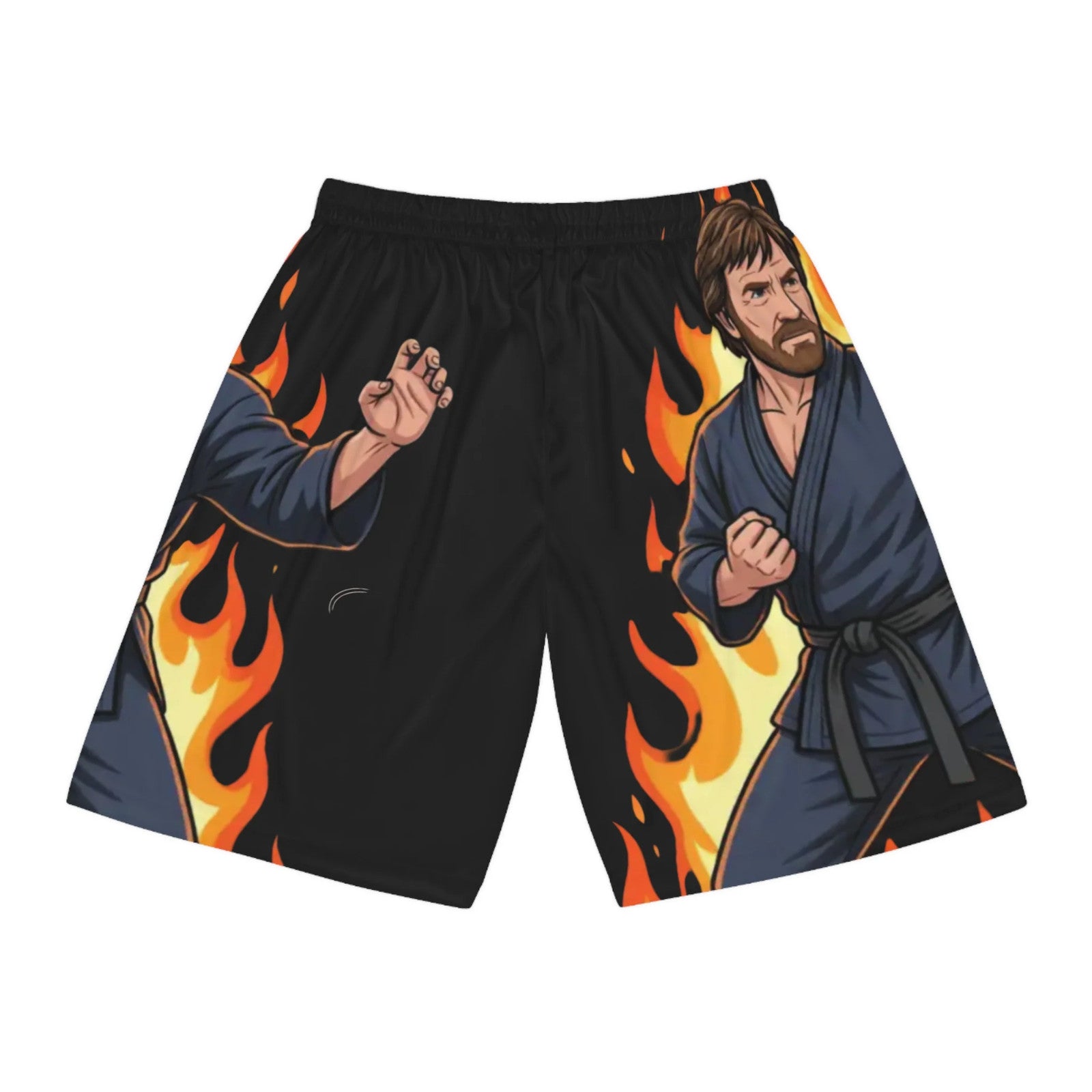 Martial Artist Chuck Norris Flames Basketball Shorts | Printed Athletic Shorts