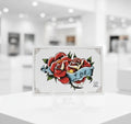 Tattoo STYLE ROSES WITH RIBBON AND HEARTS Card Set By GT Artland ADD ANY TEXT 