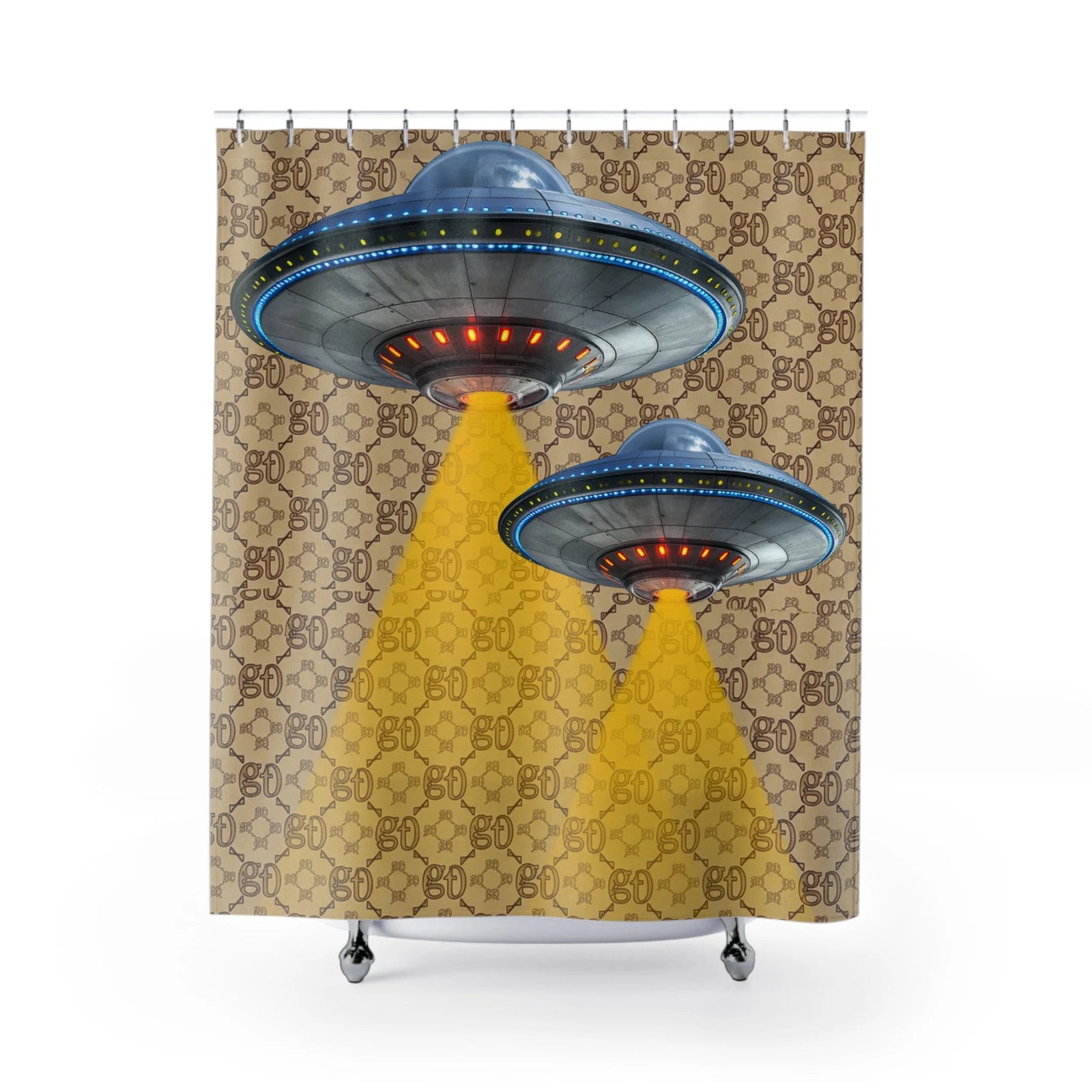 UFO Abduction Shower Curtain Bathroom Decor by GT Artland