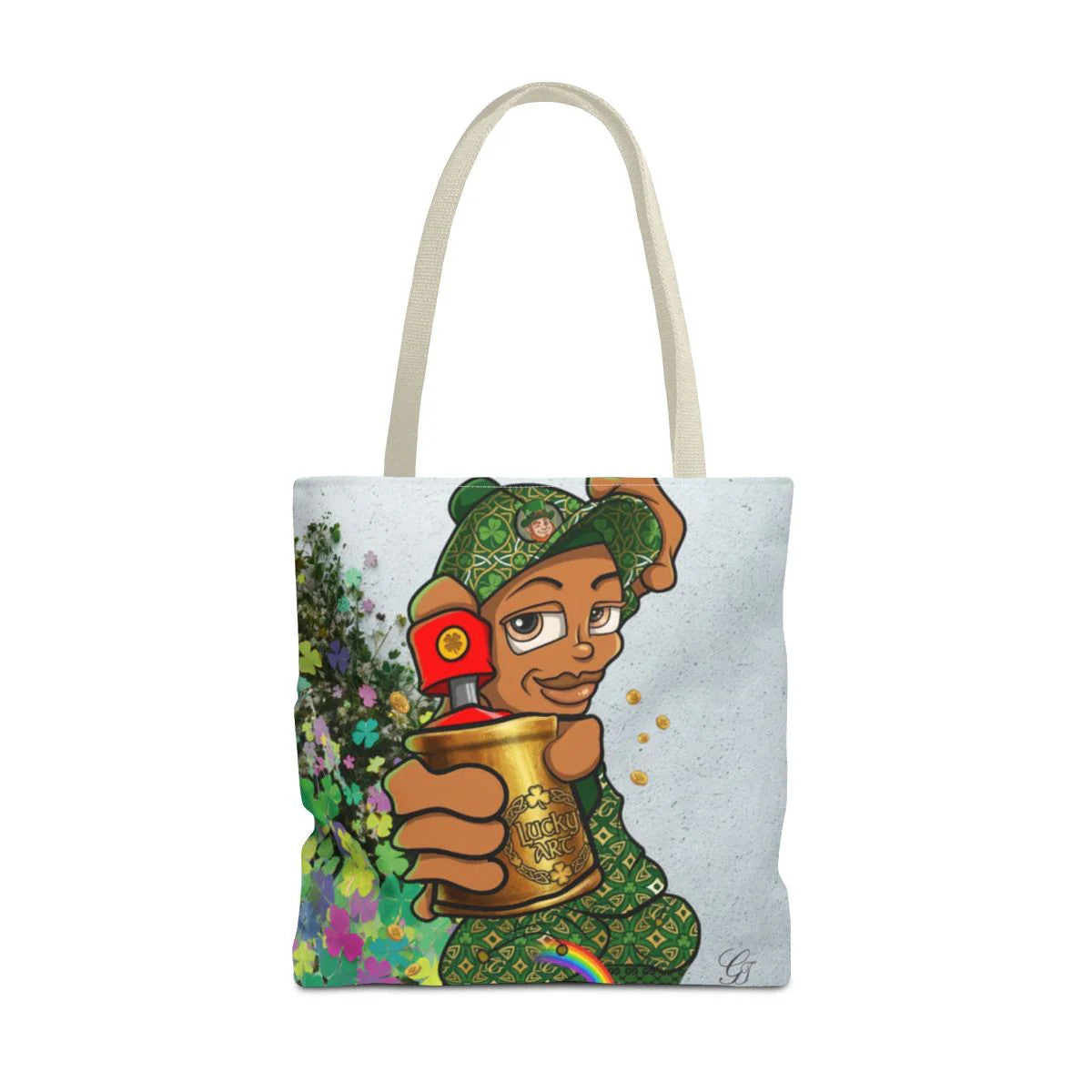 "Lucky Art" Spray Can Ebony Couple (Boy/Girl) St Patrick Theme Designer Tote