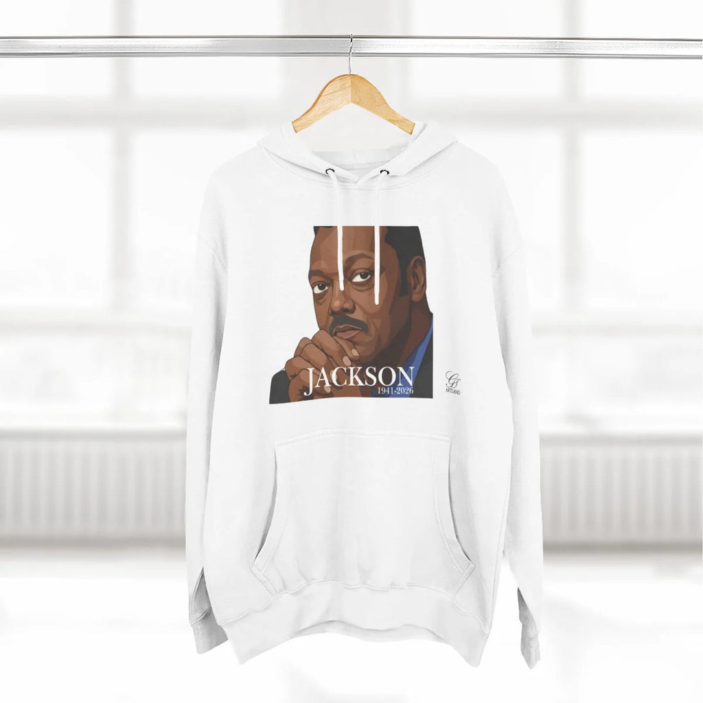 Jesse Jackson Urban Graffiti Art 1941-2026 Three-Panel Fleece Hoodie by GT