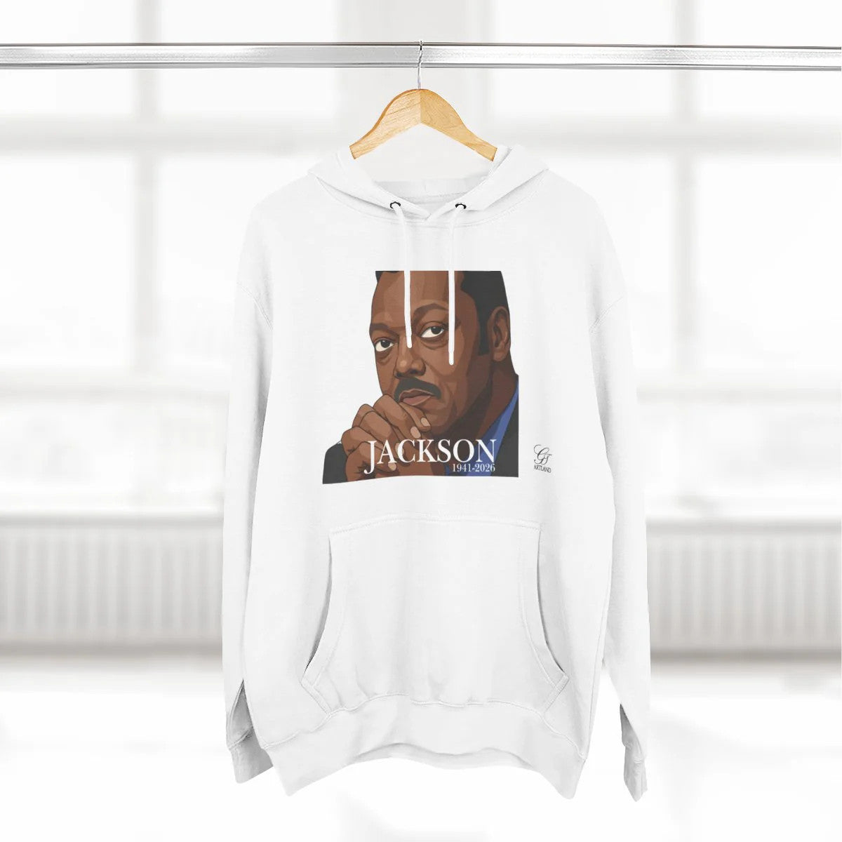Jesse Jackson Urban Graffiti Art 1941-2026 Three-Panel Fleece Hoodie by GT