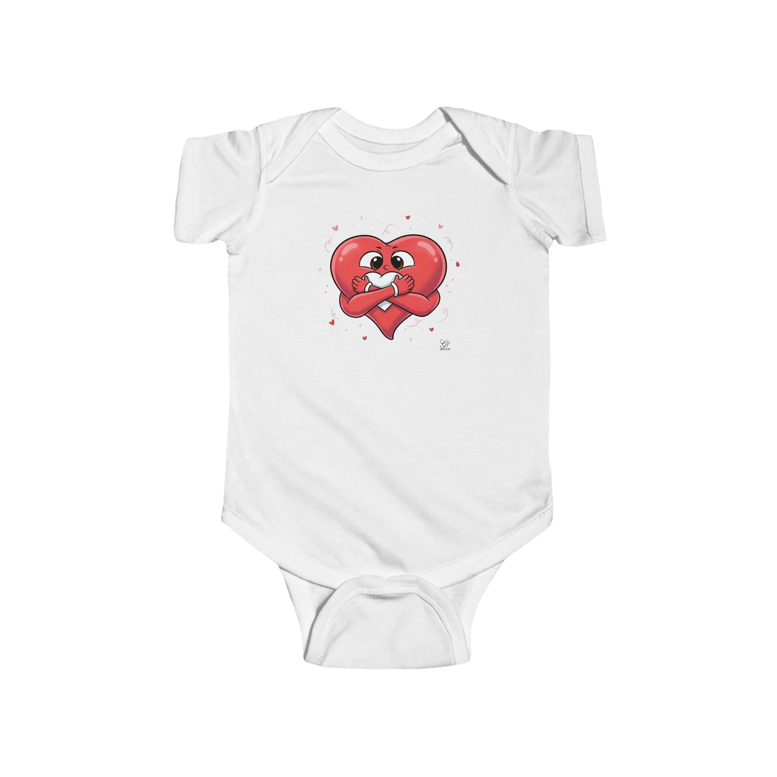 Cute Heart Holding Heart Infant Fine Jersey Bodysuit by GT Artland