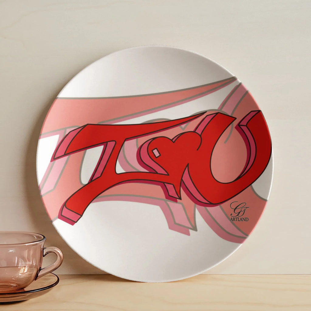 I Love You 3D Graffiti Graphic 10” Plate by GT Artland